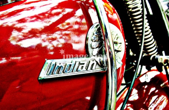 Indian motorcycle tank badge close-up photograph
